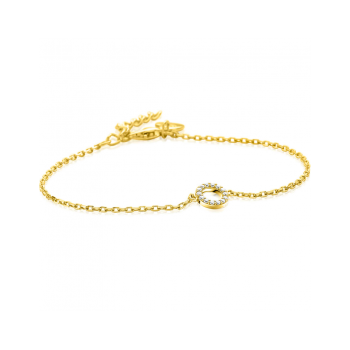 ZINZI gold plated zilveren armband met open rondje (7,5mm) bezet met witte zirconia's 16,5-19,5cm ZIA2550Y - 620565