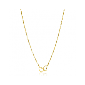 ZINZI gold plated zilveren ketting met 2 verbonden hartjes 40-45cm ZIC2513G - 620560