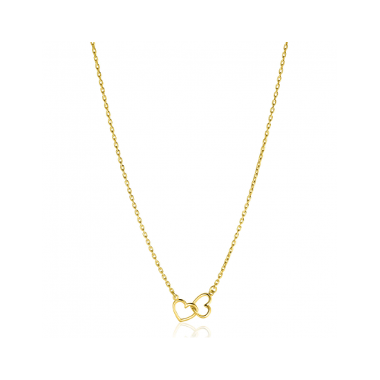 ZINZI gold plated zilveren ketting met 2 verbonden hartjes 40-45cm ZIC2513G - 620560