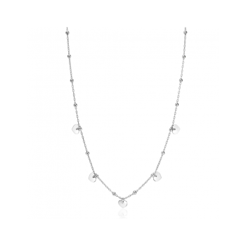 ZINZI zilveren ankerketting met kleine bolletjes en vijf gladde hartjes 42-45cm ZIC2531 - 620563