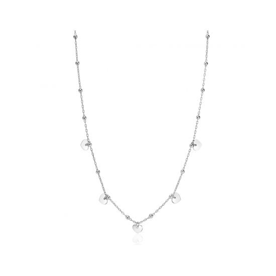 ZINZI zilveren ankerketting met kleine bolletjes en vijf gladde hartjes 42-45cm ZIC2531 - 620563