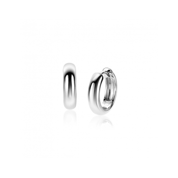 15mm ZINZI zilveren oorringen met gladde ronde buis van 4mm breed en luxe klapsluiting ZIO2565 - 620566