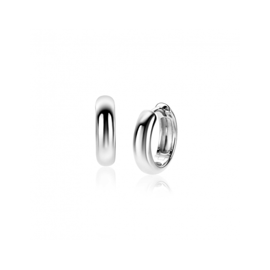 15mm ZINZI zilveren oorringen met gladde ronde buis van 4mm breed en luxe klapsluiting ZIO2565 - 620566