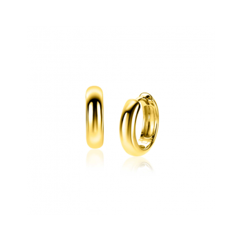 15mm ZINZI gold plated zilveren oorringen met gladde ronde buis van 4mm breed en luxe klapsluiting ZIO2565G - 620567