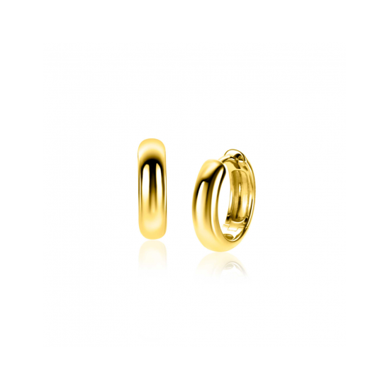 15mm ZINZI gold plated zilveren oorringen met gladde ronde buis van 4mm breed en luxe klapsluiting ZIO2565G - 620567