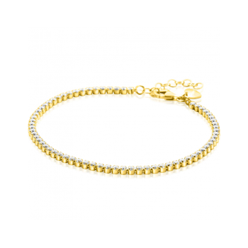 ZINZI zilveren tennis armband 2,5mm breed en met zirconia's in ronde kastzettingen verguld 17-20cm ZIA2590Y - 620574