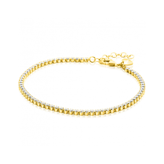 ZINZI zilveren tennis armband 2,5mm breed en met zirconia's in ronde kastzettingen verguld 17-20cm ZIA2590Y - 620574