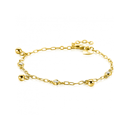 ZINZI zilveren armband met bolletjes en zirkonia verguld ZIA2658 - 620579