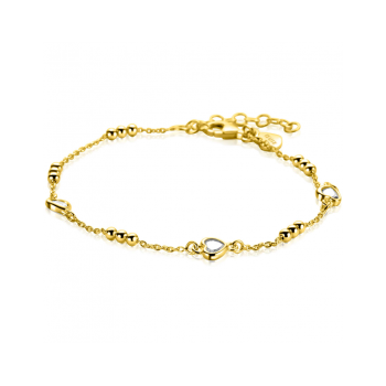 ZINZI zilveren armband met bolletjes en zirkonia hartjes verguld ZIA2679 - 620581