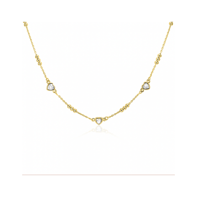 ZINZI zilveren collier met bolletjes en zirkonia hartjes verguld ZIC2679 - 620582 ZINZI zilveren collier met bolletjes en zirkonia hartjes verguld ZIC2679 - 620582