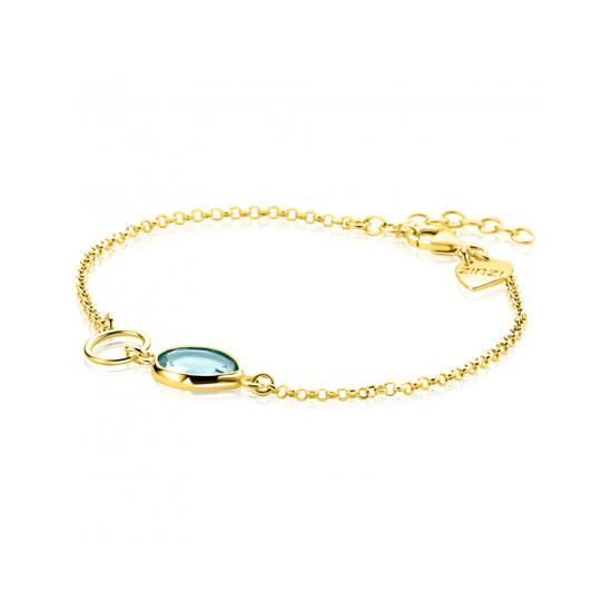 ZINZI zilveren armband turquoise peer en rondje verguld ZIA2716G - 620589