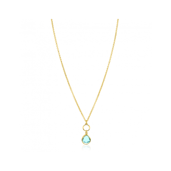 ZINZI ZIlveren collier turquoise, peer en rondje ZIC2716G - 620590
