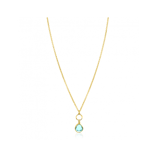 ZINZI ZIlveren collier turquoise, peer en rondje ZIC2716G - 620590