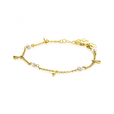 ZINZI zilveren armband met witte zoetwaterparels en druppeltjes verguld ZIA2753 - 620967 ZINZI zilveren armband met witte zoetwaterparels en druppeltjes verguld ZIA2753 - 620967