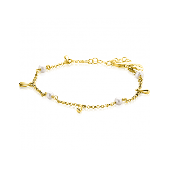 ZINZI zilveren armband met witte zoetwaterparels en druppeltjes verguld ZIA2753 - 620967 ZINZI zilveren armband met witte zoetwaterparels en druppeltjes verguld ZIA2753 - 620967