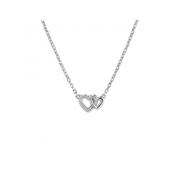 ZINZI zilveren ketting 42ƒ?"45cm met verbonden hartjes, witte zirkonia's ZIC2493 - 620558