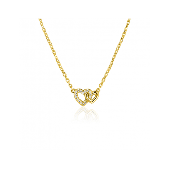 ZINZI gold plated zilveren ketting 42ƒ?"45cm met verbonden hartjes, witte zirkonia's ZIC2493Y - 620559
