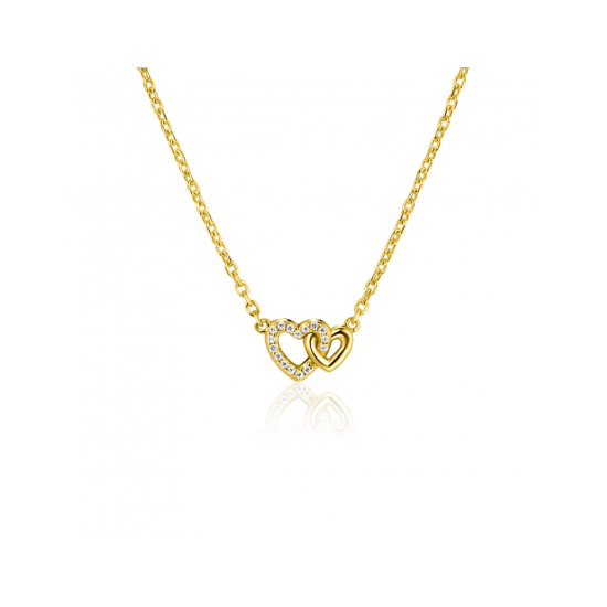 ZINZI gold plated zilveren ketting 42ƒ?"45cm met verbonden hartjes, witte zirkonia's ZIC2493Y - 620559