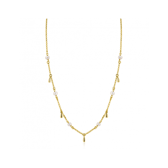 ZINZI zilveren ketting met witte zoetwaterparels en druppeltjes 42-45cm verguld ZIC2753 - 620968 ZINZI zilveren ketting met witte zoetwaterparels en druppeltjes 42-45cm verguld ZIC2753 - 620968