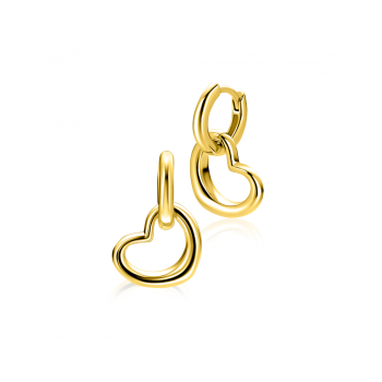 ZINZI zilveren oorbedels open hartvorm 14mm verguld ZICH2718G (zonder oorringen) - 620762