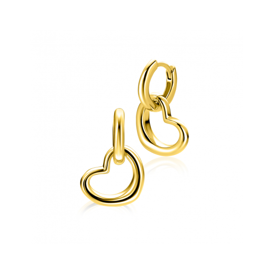 ZINZI zilveren oorbedels open hartvorm 14mm verguld ZICH2718G (zonder oorringen) - 620762