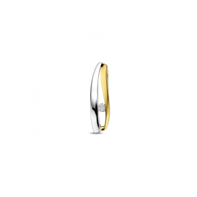 14krt bicolor gouden hanger lab grown diamant 0.04crt F VS 18 mm - 621285 14krt bicolor gouden hanger lab grown diamant 0.04crt F VS 18 mm - 621285