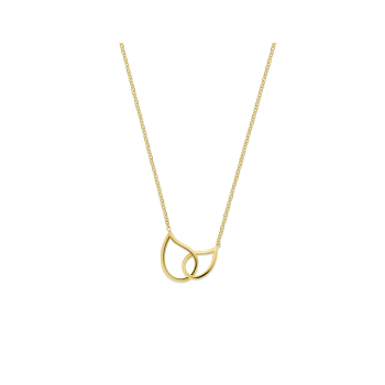 14krt gouden collier met 2 druppels inelkaar 45 cm - 620937