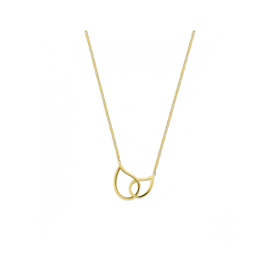 14krt gouden collier met 2 druppels inelkaar 45 cm - 620937 14krt gouden collier met 2 druppels inelkaar 45 cm - 620937