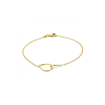 14krt gouden armband met 2 druppels inelkaar 19 cm - 620936