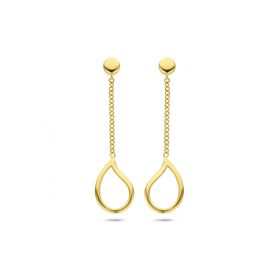 14krt gouden oorhangers druppel 40 mm - 620932
