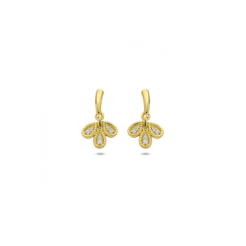 14krt gouden oorbellen met diamant 2-0.06crt H SI - 620933