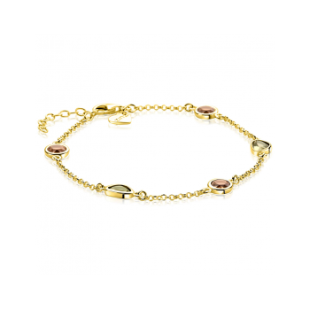 ZINZI zilveren armband met ronde vormen bruin en olijfgroen 16-19cm verguld ZIA2770 - 620889 ZINZI zilveren armband met ronde vormen bruin en olijfgroen 16-19cm verguld ZIA2770 - 620889