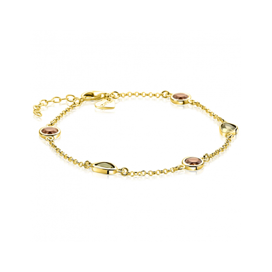 ZINZI zilveren armband met ronde vormen bruin en olijfgroen 16-19cm verguld ZIA2770 - 620889 ZINZI zilveren armband met ronde vormen bruin en olijfgroen 16-19cm verguld ZIA2770 - 620889