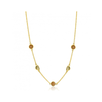ZINZI zilveren collier met ronde vormen bruin en olijfgroen 45cm verguld ZIc2770 - 620890 ZINZI zilveren collier met ronde vormen bruin en olijfgroen 45cm verguld ZIc2770 - 620890