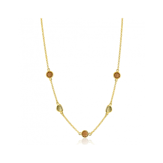 ZINZI zilveren collier met ronde vormen bruin en olijfgroen 45cm verguld ZIc2770 - 620890 ZINZI zilveren collier met ronde vormen bruin en olijfgroen 45cm verguld ZIc2770 - 620890