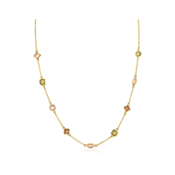 ZINZI zilveren fantasie collier 45cm met speelse vormen bruin en olijfgroen verguld ZIC2771 - 621237