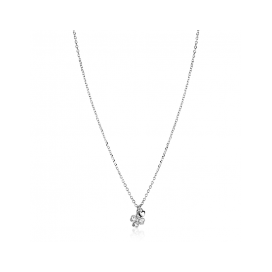 ZINZI zilveren ketting 45cm met klavertje vier en hartje hanger ZIC2783 - 620969 ZINZI zilveren ketting 45cm met klavertje vier en hartje hanger ZIC2783 - 620969