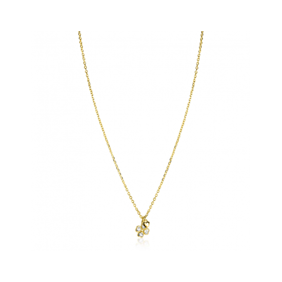 ZINZI zilveren ketting 45cm met klavertje vier en hartje hanger verguld ZIC2783Y - 620970