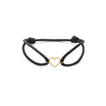 14krt gouden armband zwart satijn hartje 13 - 26 cm - 620946 14krt gouden armband zwart satijn hartje 13 - 26 cm - 620946