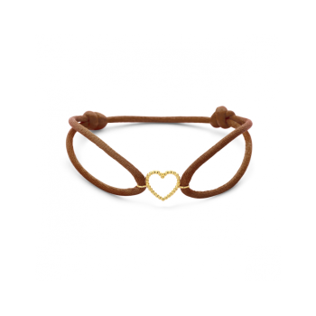 14 krt gouden armband bruin satijn hartje 13 - 26 cm - 620869 14 krt gouden armband bruin satijn hartje 13 - 26 cm - 620869