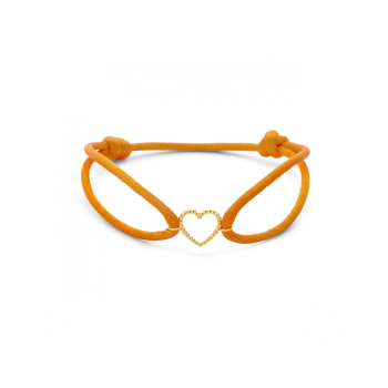 14krt gouden armband oranje satijn hartje 13 - 26 cm - 620870 14krt gouden armband oranje satijn hartje 13 - 26 cm - 620870