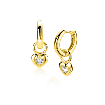 ZINZI gold plated zilveren oorbedels met een glad hartje, bezet met een hartvormige witte zirkonia ZICH2886Y (zonder oorringen) - 621197 ZINZI gold plated zilveren oorbedels met een glad hartje, bezet met een hartvormige witte zirkonia ZICH2886Y (zonder oorringen) - 621197