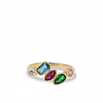 14krt gouden ring met zirkonia diverse vormen en kleuren maat 52 - 615998