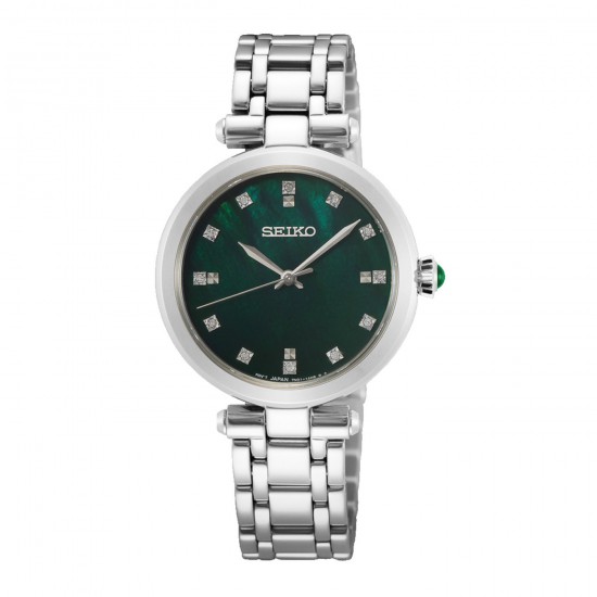 Seiko Dames Staal MOP met Diamant Groen SRZ535P1 - 617062