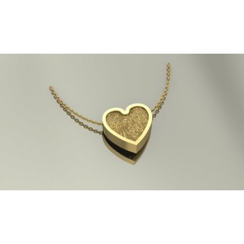 Touche by Bas Verdonk 14krt gouden hartjes hanger M met vingerafdruk inclusief collier - 616397